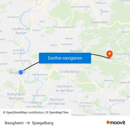 Besigheim to Spiegelberg map