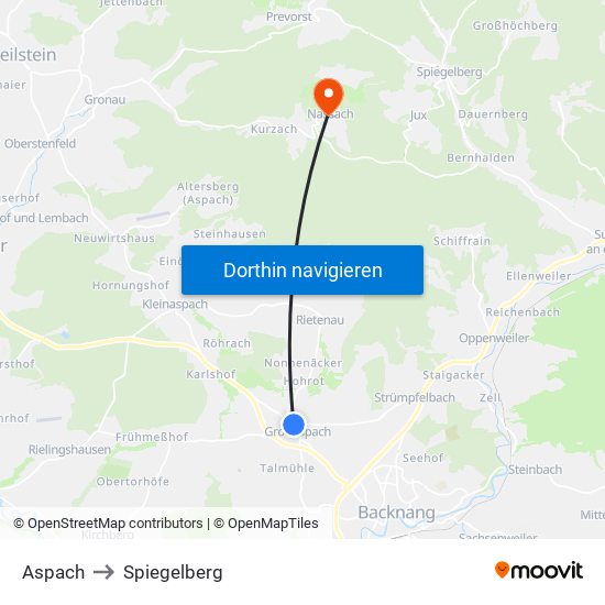 Aspach to Spiegelberg map