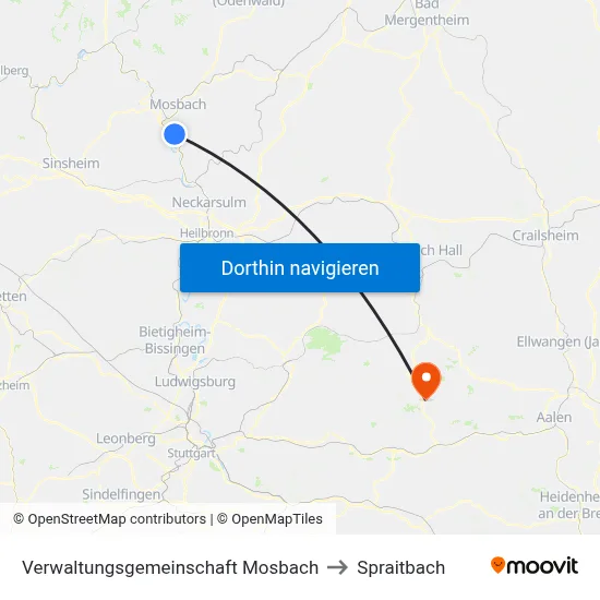 Verwaltungsgemeinschaft Mosbach to Spraitbach map
