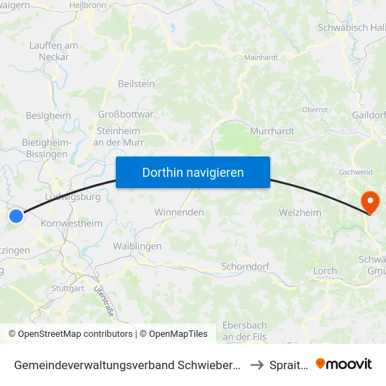 Gemeindeverwaltungsverband Schwieberdingen-Hemmingen to Spraitbach map