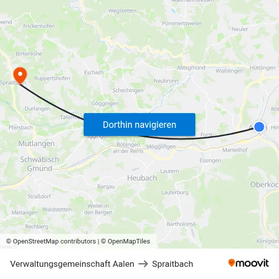Verwaltungsgemeinschaft Aalen to Spraitbach map