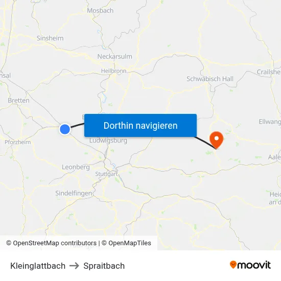 Kleinglattbach to Spraitbach map