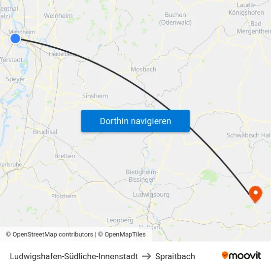 Ludwigshafen-Südliche-Innenstadt to Spraitbach map