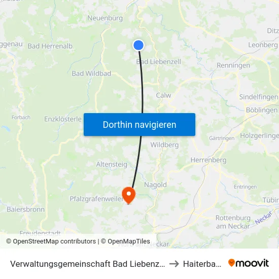 Verwaltungsgemeinschaft Bad Liebenzell to Haiterbach map