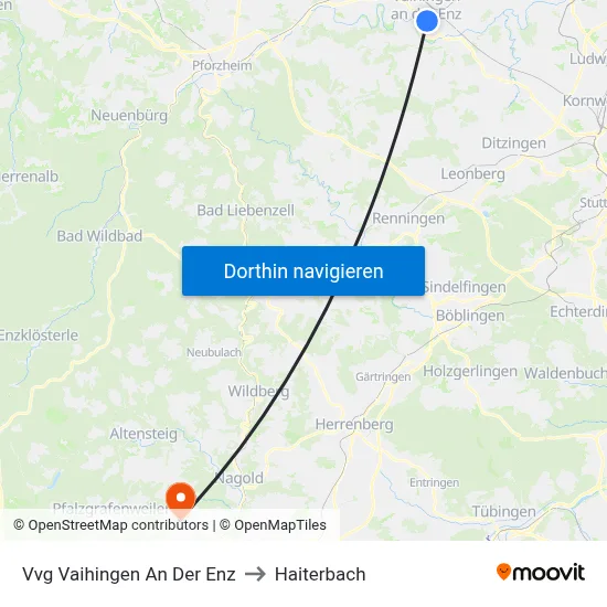 Vvg Vaihingen An Der Enz to Haiterbach map