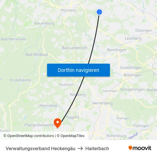 Verwaltungsverband Heckengäu to Haiterbach map