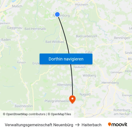 Verwaltungsgemeinschaft Neuenbürg to Haiterbach map
