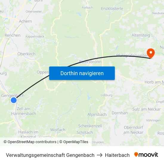 Verwaltungsgemeinschaft Gengenbach to Haiterbach map