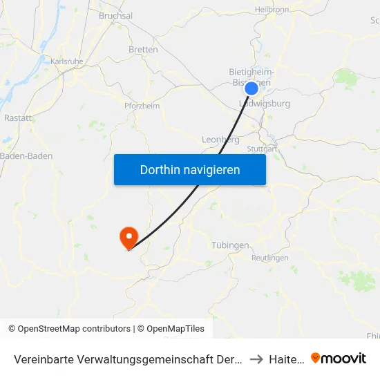 Vereinbarte Verwaltungsgemeinschaft Der Stadt Bietigheim-Bissingen to Haiterbach map