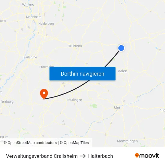 Verwaltungsverband Crailsheim to Haiterbach map