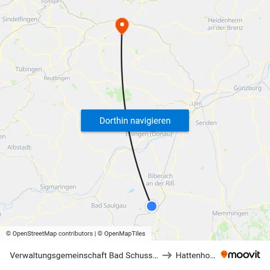 Verwaltungsgemeinschaft Bad Schussenried to Hattenhofen map