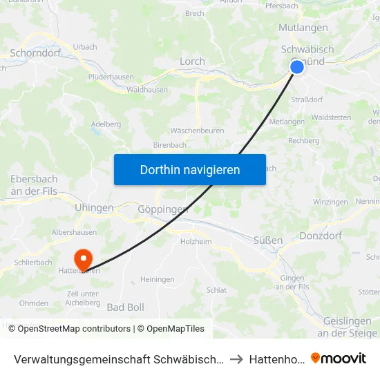 Verwaltungsgemeinschaft Schwäbisch Gmünd to Hattenhofen map