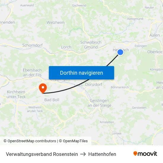 Verwaltungsverband Rosenstein to Hattenhofen map