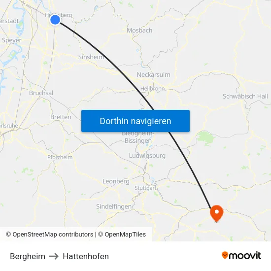 Bergheim to Hattenhofen map