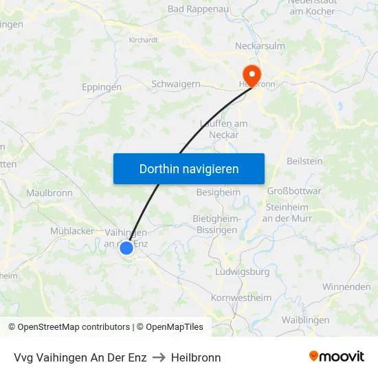 Vvg Vaihingen An Der Enz to Heilbronn map