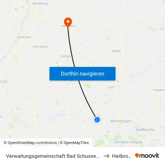 Verwaltungsgemeinschaft Bad Schussenried to Heilbronn map