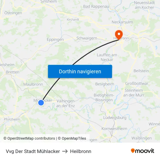 Vvg Der Stadt Mühlacker to Heilbronn map