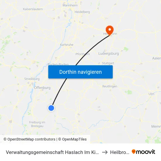Verwaltungsgemeinschaft Haslach Im Kinzigtal to Heilbronn map