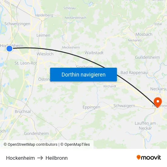 Hockenheim to Heilbronn map