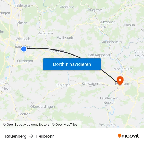 Rauenberg to Heilbronn map