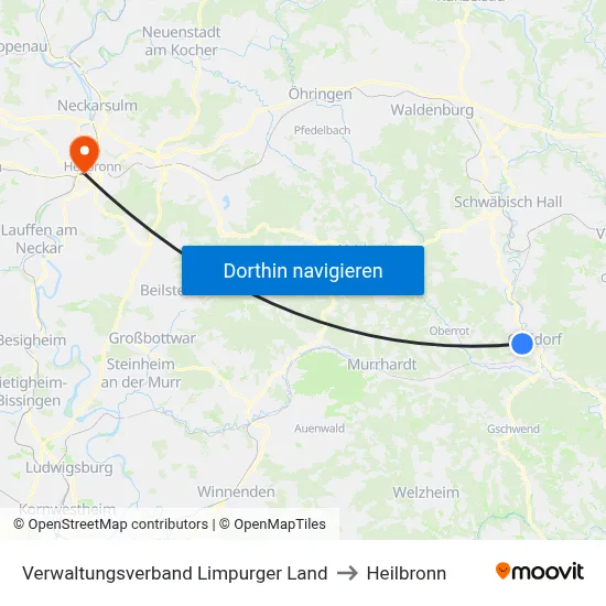 Verwaltungsverband Limpurger Land to Heilbronn map