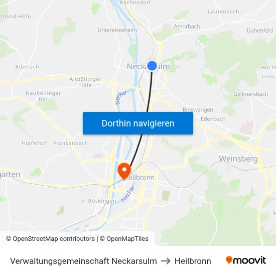 Verwaltungsgemeinschaft Neckarsulm to Heilbronn map