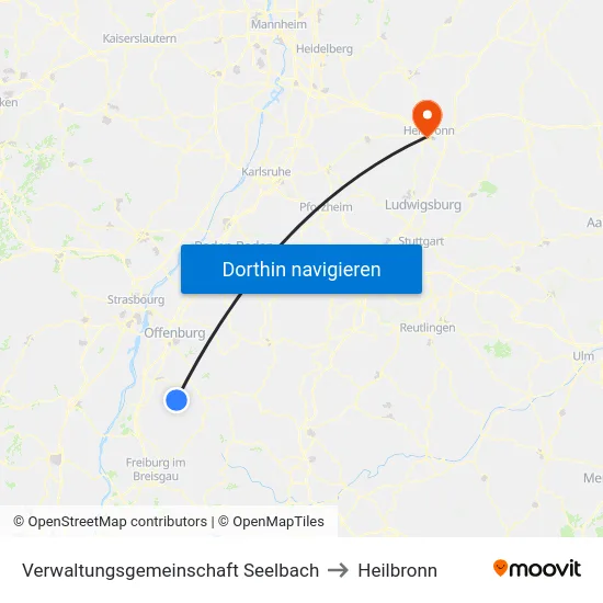 Verwaltungsgemeinschaft Seelbach to Heilbronn map