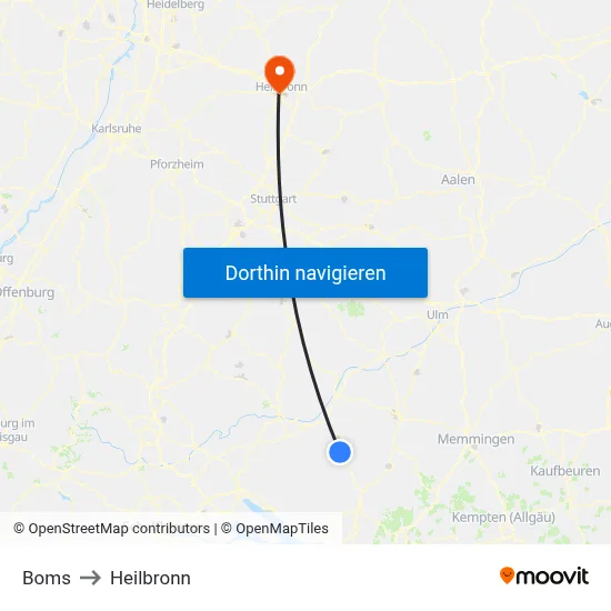 Boms to Heilbronn map