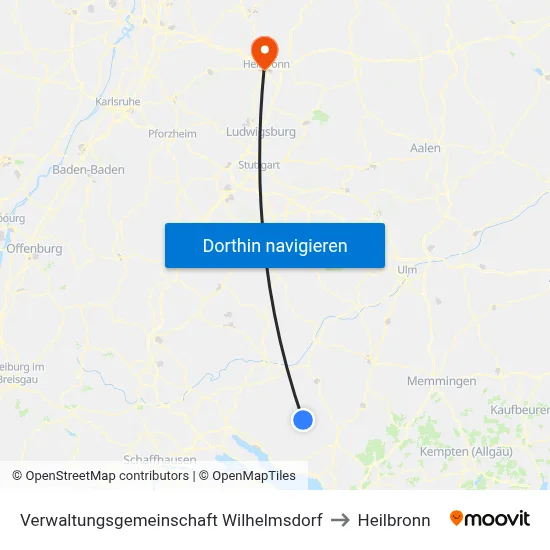 Verwaltungsgemeinschaft Wilhelmsdorf to Heilbronn map
