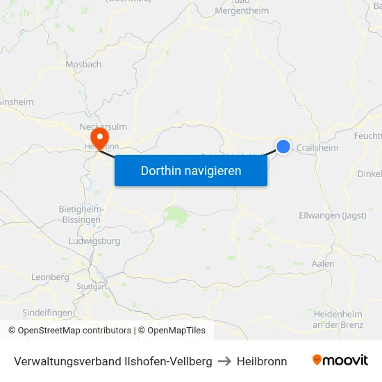 Verwaltungsverband Ilshofen-Vellberg to Heilbronn map