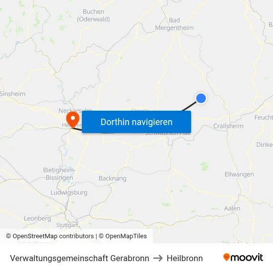 Verwaltungsgemeinschaft Gerabronn to Heilbronn map