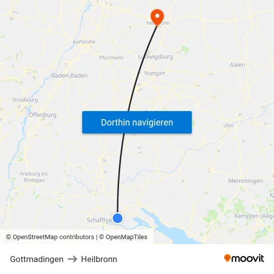 Gottmadingen to Heilbronn map
