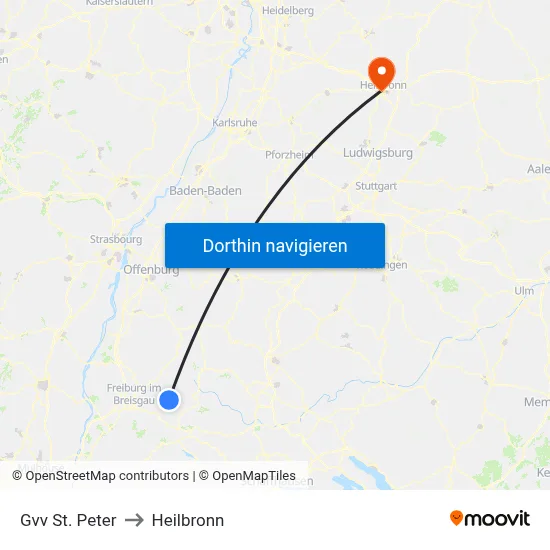 Gvv St. Peter to Heilbronn map