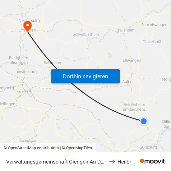 Verwaltungsgemeinschaft Giengen An Der Brenz to Heilbronn map