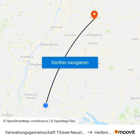 Verwaltungsgemeinschaft Titisee-Neustadt to Heilbronn map
