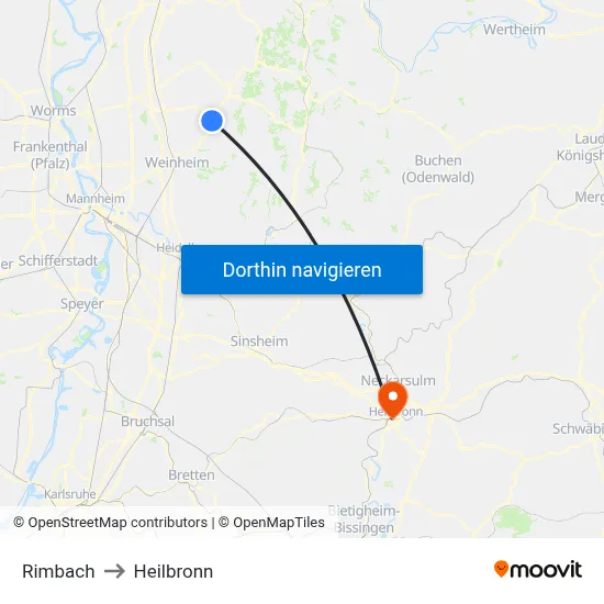 Rimbach to Heilbronn map