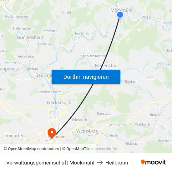 Verwaltungsgemeinschaft Möckmühl to Heilbronn map
