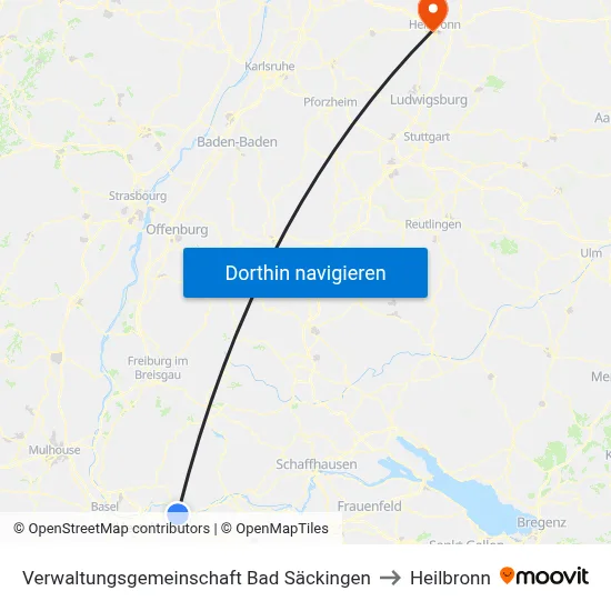 Verwaltungsgemeinschaft Bad Säckingen to Heilbronn map