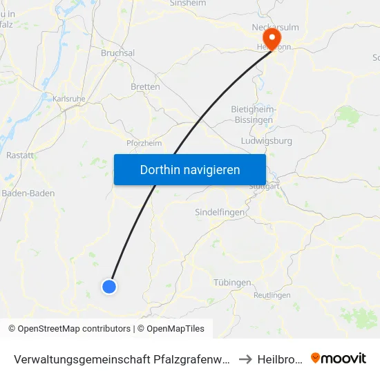 Verwaltungsgemeinschaft Pfalzgrafenweiler to Heilbronn map