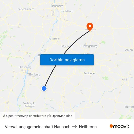 Verwaltungsgemeinschaft Hausach to Heilbronn map