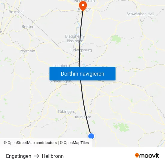Engstingen to Heilbronn map