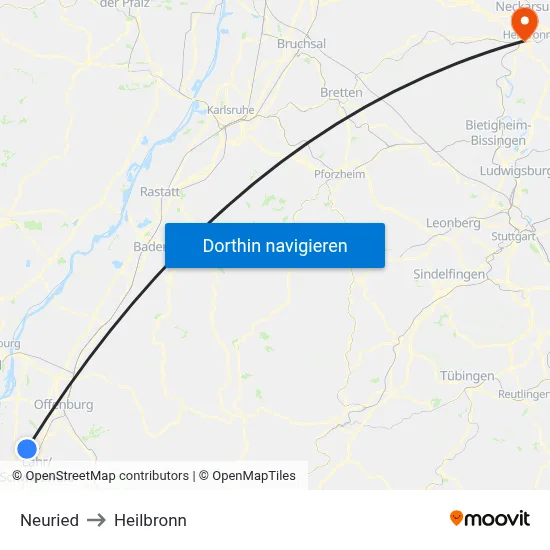 Neuried to Heilbronn map