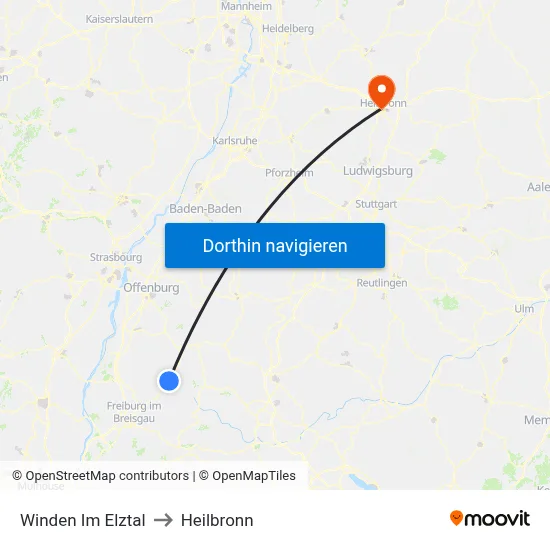 Winden Im Elztal to Heilbronn map