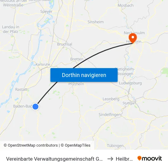 Vereinbarte Verwaltungsgemeinschaft Gernsbach to Heilbronn map