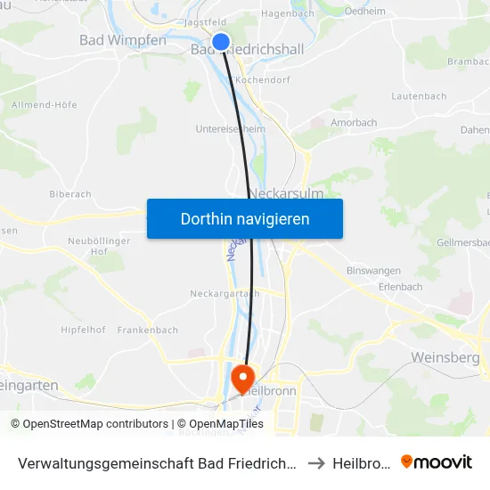 Verwaltungsgemeinschaft Bad Friedrichshall to Heilbronn map