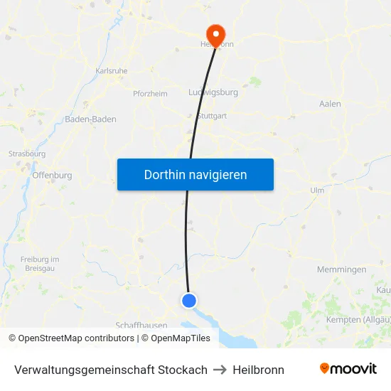 Verwaltungsgemeinschaft Stockach to Heilbronn map