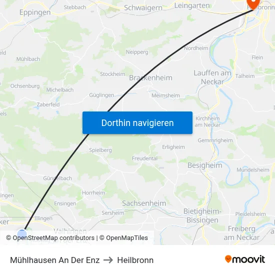 Mühlhausen An Der Enz to Heilbronn map