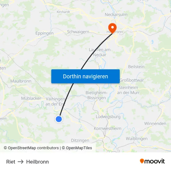 Riet to Heilbronn map