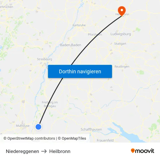 Niedereggenen to Heilbronn map