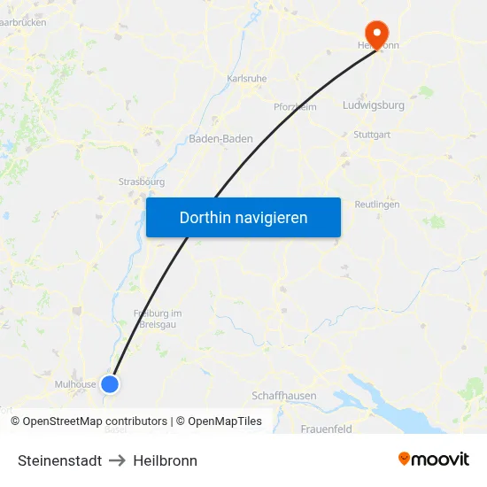 Steinenstadt to Heilbronn map